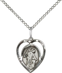 [4129SS/18SS] Sterling Silver Guardian Angel Pendant on a 18 inch Sterling Silver Light Curb chain