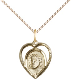 [4131GF/18GF] 14kt Gold Filled Ecce Homo Pendant on a 18 inch Gold Filled Light Curb chain