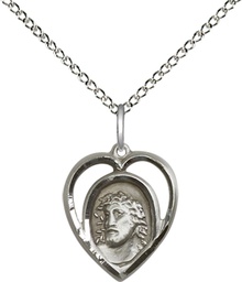 [4131SS/18SS] Sterling Silver Ecce Homo Pendant on a 18 inch Sterling Silver Light Curb chain