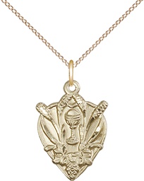 [4200GF/18GF] 14kt Gold Filled Communion Pendant on a 18 inch Gold Filled Light Curb chain