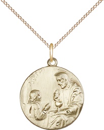 [4202GF/18GF] 14kt Gold Filled Christ &amp; Child Pendant on a 18 inch Gold Filled Light Curb chain