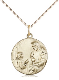[4202GF/18GF] 14kt Gold Filled Christ &amp; Child Pendant on a 18 inch Gold Filled Light Curb chain