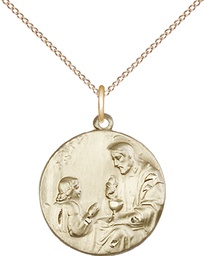 [4202GF/18GF] 14kt Gold Filled Christ &amp; Child Pendant on a 18 inch Gold Filled Light Curb chain