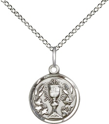 [4203SS/18SS] Sterling Silver Communion Chalice Pendant on a 18 inch Sterling Silver Light Curb chain