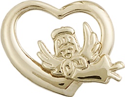 [4206KT] 14kt Gold Heart Guardian Angel Medal