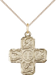 [4214GF/18GF] 14kt Gold Filled Evangelist Pendant on a 18 inch Gold Filled Light Curb chain