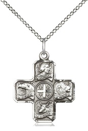[4214SS/18SS] Sterling Silver Evangelist Pendant on a 18 inch Sterling Silver Light Curb chain