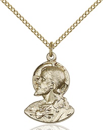 [4217GF/18GF] 14kt Gold Filled Head of Christ Pendant on a 18 inch Gold Filled Light Curb chain