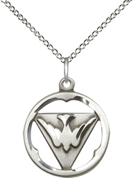 [4224SS/18SS] Sterling Silver Holy Spirit Pendant on a 18 inch Sterling Silver Light Curb chain