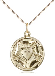 [4235GF/18GF] 14kt Gold Filled Lutheran Pendant on a 18 inch Gold Filled Light Curb chain