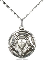 [4235SS/18SS] Sterling Silver Lutheran Pendant on a 18 inch Sterling Silver Light Curb chain
