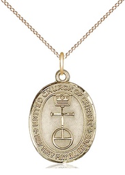 [4236GF/18GF] 14kt Gold Filled United Church of Christ Pendant on a 18 inch Gold Filled Light Curb chain