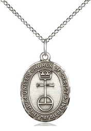 [4236SS/18SS] Sterling Silver United Church of Christ Pendant on a 18 inch Sterling Silver Light Curb chain