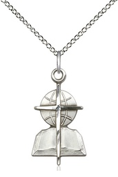 [4238SS/18SS] Sterling Silver Southern Baptist Pendant on a 18 inch Sterling Silver Light Curb chain