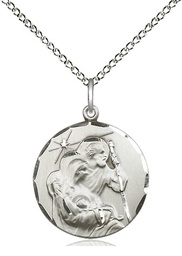 [4245SS/18SS] Sterling Silver Holy Family Pendant on a 18 inch Sterling Silver Light Curb chain