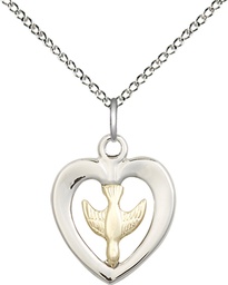 [4246GF/SS/18SS] Two-Tone GF/SS Holy Spirit Pendant on a 18 inch Sterling Silver Light Curb chain