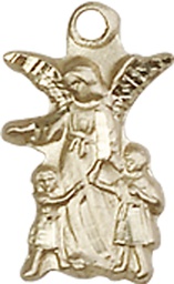 [4253KT] 14kt Gold Guardian Angel Medal