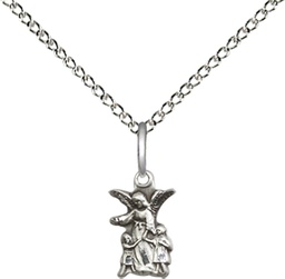 [4254SS/18SS] Sterling Silver Littlest Angel Pendant on a 18 inch Sterling Silver Light Curb chain