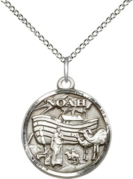 [4274SS/18SS] Sterling Silver Noah Pendant on a 18 inch Sterling Silver Light Curb chain