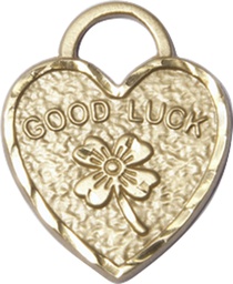 [5105KT] 14kt Gold Good Luck Shamrock Heart Medal