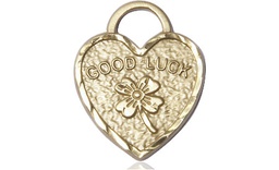 [5105KT] 14kt Gold Good Luck Shamrock Heart Medal