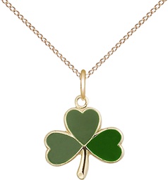 [5243GF/18GF] 14kt Gold Filled Shamrock Pendant on a 18 inch Gold Filled Light Curb chain