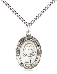 [8262SS/18S] Sterling Silver Saint John Baptist de la Salle Pendant on a 18 inch Light Rhodium Light Curb chain