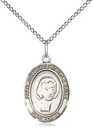 [8262SS/18SS] Sterling Silver Saint John Baptist de la Salle Pendant on a 18 inch Sterling Silver Light Curb chain