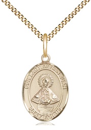 [8263GF/18G] 14kt Gold Filled Our Lady of San Juan Pendant on a 18 inch Gold Plate Light Curb chain