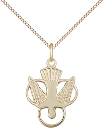 [5430GF/18GF] 14kt Gold Filled Holy Spirit Pendant on a 18 inch Gold Filled Light Curb chain