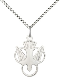 [5430SS/18SS] Sterling Silver Holy Spirit Pendant on a 18 inch Sterling Silver Light Curb chain