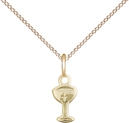 [5614GF/18GF] 14kt Gold Filled Chalice Pendant on a 18 inch Gold Filled Light Curb chain