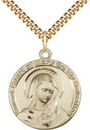 [5625GF/24G] 14kt Gold Filled Mary Pendant on a 24 inch Gold Plate Heavy Curb chain