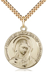[5625GF/24G] 14kt Gold Filled Mary Pendant on a 24 inch Gold Plate Heavy Curb chain