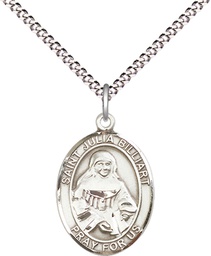 [8267SS/18S] Sterling Silver Saint Julia Billiart Pendant on a 18 inch Light Rhodium Light Curb chain