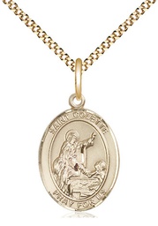 [8268GF/18G] 14kt Gold Filled Saint Colette Pendant on a 18 inch Gold Plate Light Curb chain