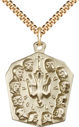[5675GF/24G] 14kt Gold Filled Apostles Pendant on a 24 inch Gold Plate Heavy Curb chain