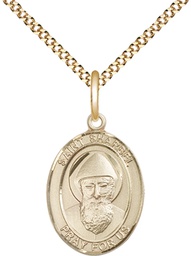 [8271GF/18G] 14kt Gold Filled Saint Sharbel Pendant on a 18 inch Gold Plate Light Curb chain
