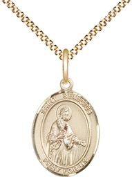 [8274GF/18G] 14kt Gold Filled Saint Remigius of Reims Pendant on a 18 inch Gold Plate Light Curb chain