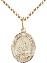 [8275GF/18G] 14kt Gold Filled Saint Basil the Great Pendant on a 18 inch Gold Plate Light Curb chain