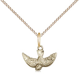 [5911GF/18GF] 14kt Gold Filled Holy Spirit Pendant on a 18 inch Gold Filled Light Curb chain