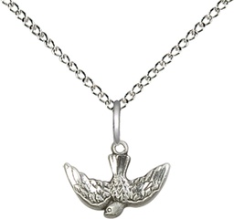 [5911SS/18SS] Sterling Silver Holy Spirit Pendant on a 18 inch Sterling Silver Light Curb chain