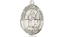 [8276SS] Sterling Silver Saint Isidore the Farmer Medal