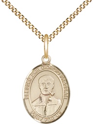 [8278GF/18G] 14kt Gold Filled Blessed Pier Giorgio Frassati Pendant on a 18 inch Gold Plate Light Curb chain