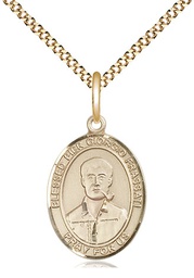 [8278GF/18G] 14kt Gold Filled Blessed Pier Giorgio Frassati Pendant on a 18 inch Gold Plate Light Curb chain