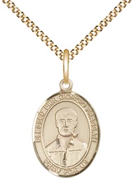 [8278GF/18G] 14kt Gold Filled Blessed Pier Giorgio Frassati Pendant on a 18 inch Gold Plate Light Curb chain