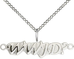 [5916SS/18SS] Sterling Silver WWJD Pendant on a 18 inch Sterling Silver Light Curb chain