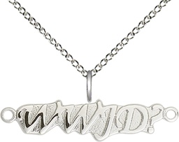 [5916SS/18SS] Sterling Silver WWJD Pendant on a 18 inch Sterling Silver Light Curb chain