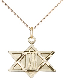 [5917GF/18GF] 14kt Gold Filled I Am / Star of David Pendant on a 18 inch Gold Filled Light Curb chain