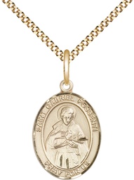 [8279GF/18G] 14kt Gold Filled Saint Gabriel Possenti Pendant on a 18 inch Gold Plate Light Curb chain